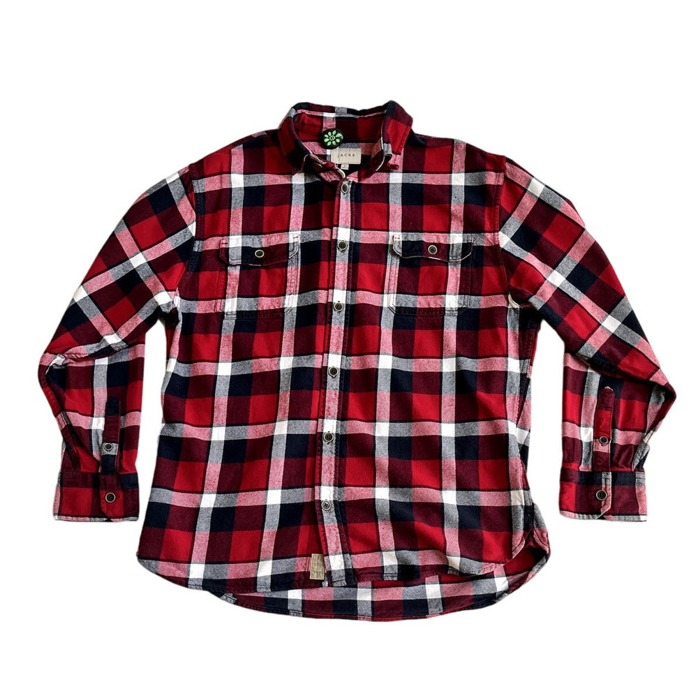 JACHS Red Plaid Thick Flannel Shirt